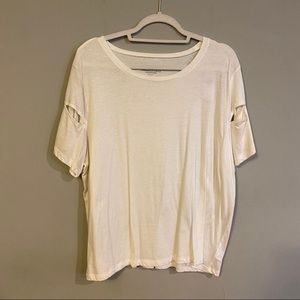 NWT White short sleeve T-shirt with tie sleeve
